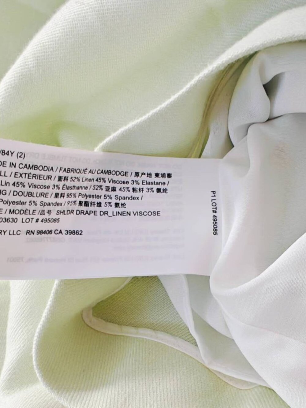 New Theory Linen Blend Draped Midi Dress Aloe - Picture 10 of 10